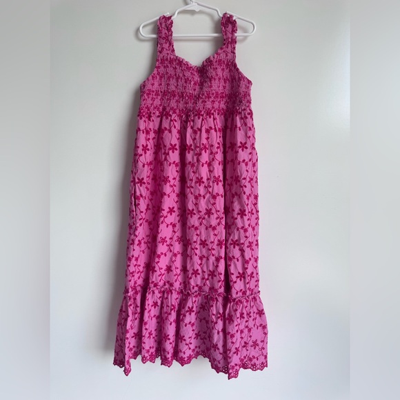Mini Boden Pink Red Girl Maxi Dress 11-12 Y eyelet tiered 100% Cotton twirl - Picture 5 of 7
